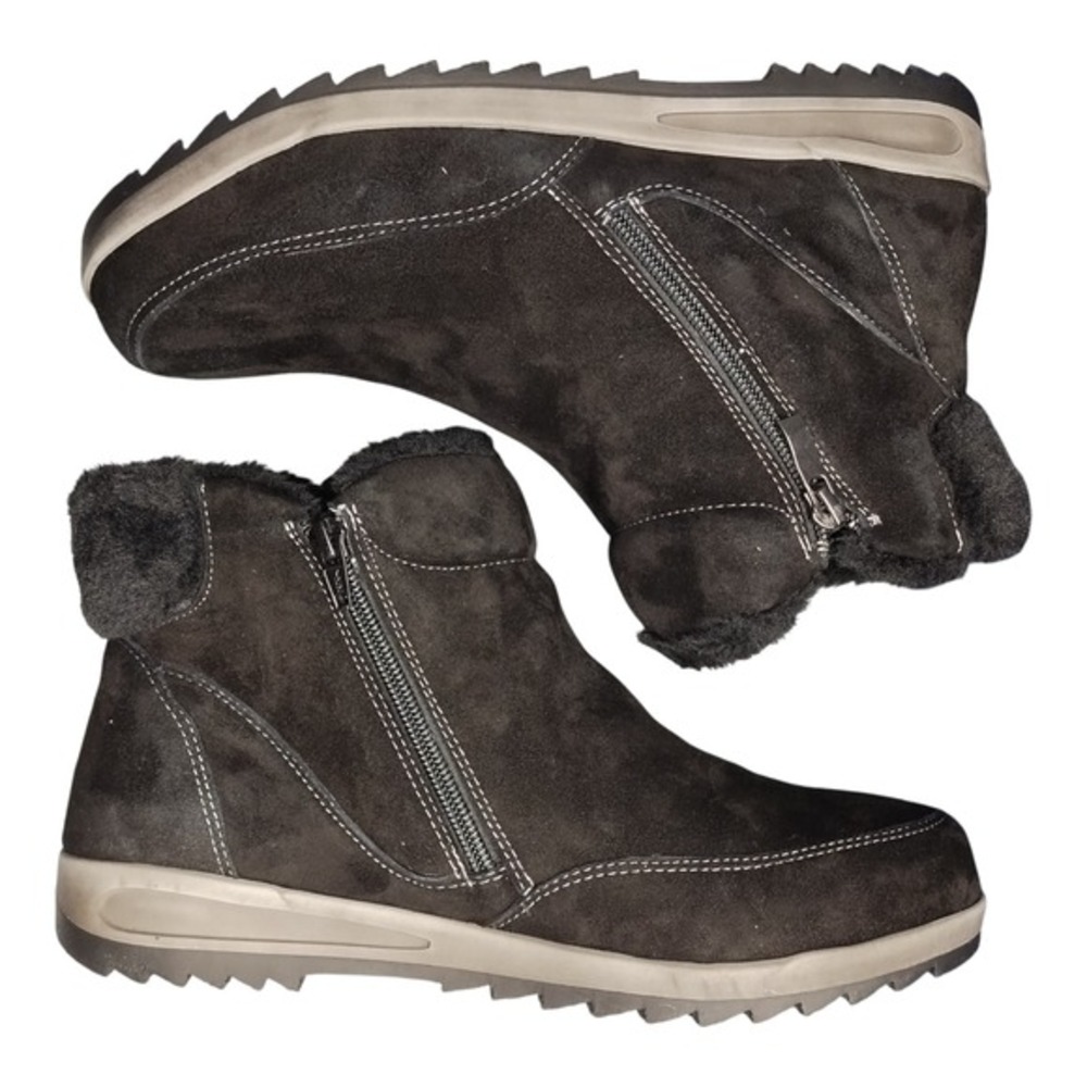 David Tate Ankle Boots Womens US Size‎ 10.5W Black Leather Waterproof Side Zip